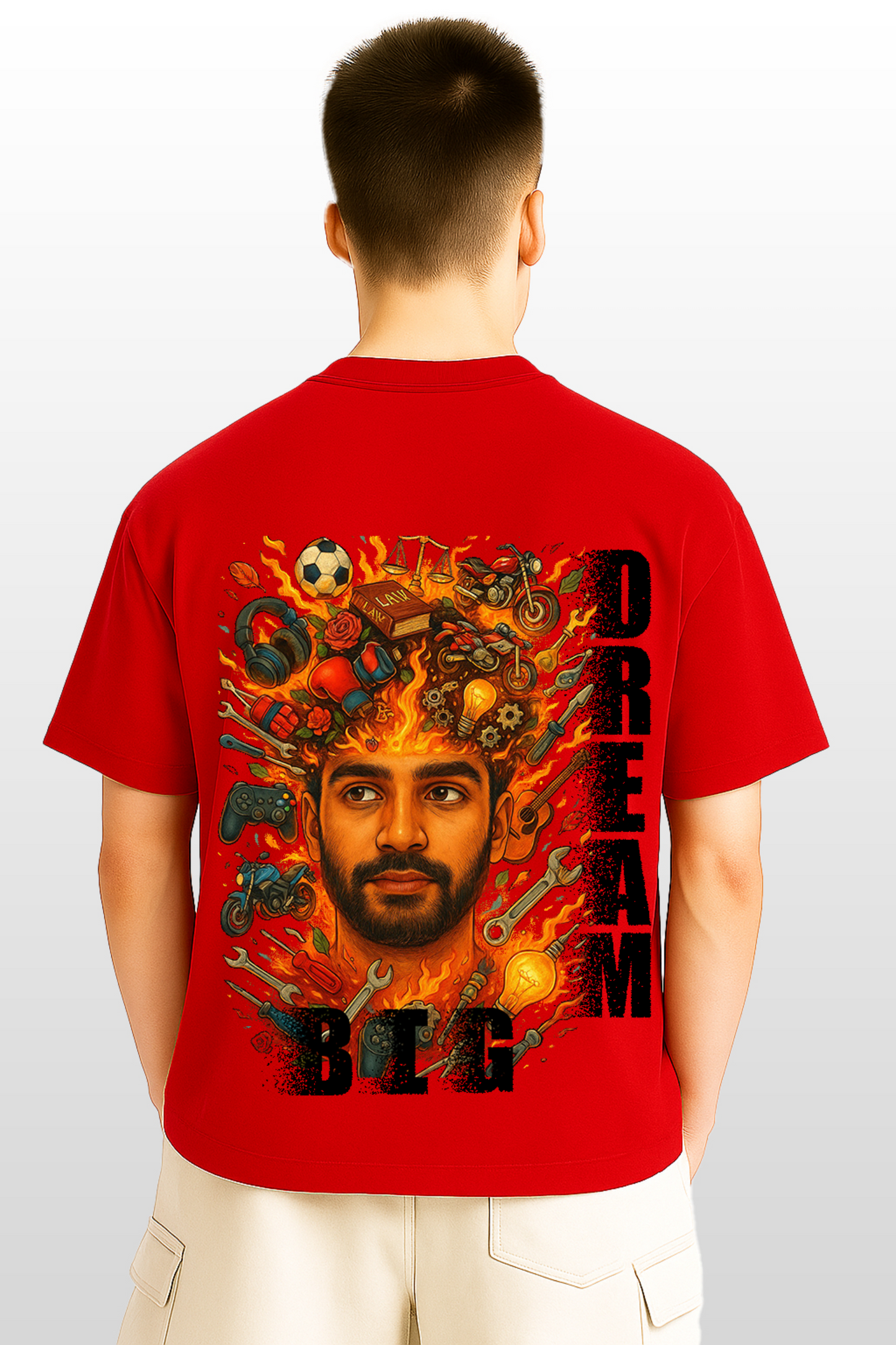 Dream Big Red Colour Men's Oversize Tees