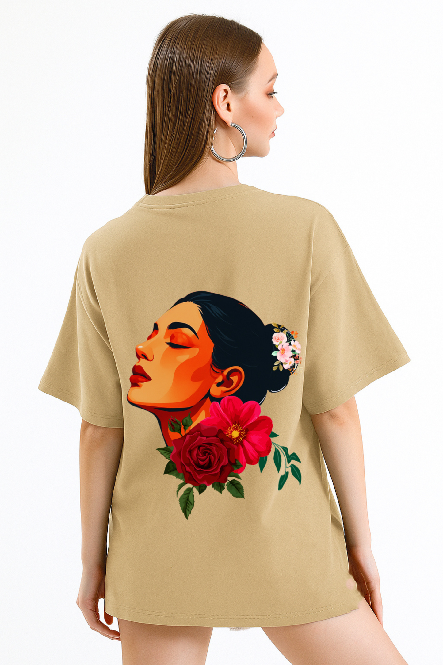 Grace And Gulab Beige colour oversize tees