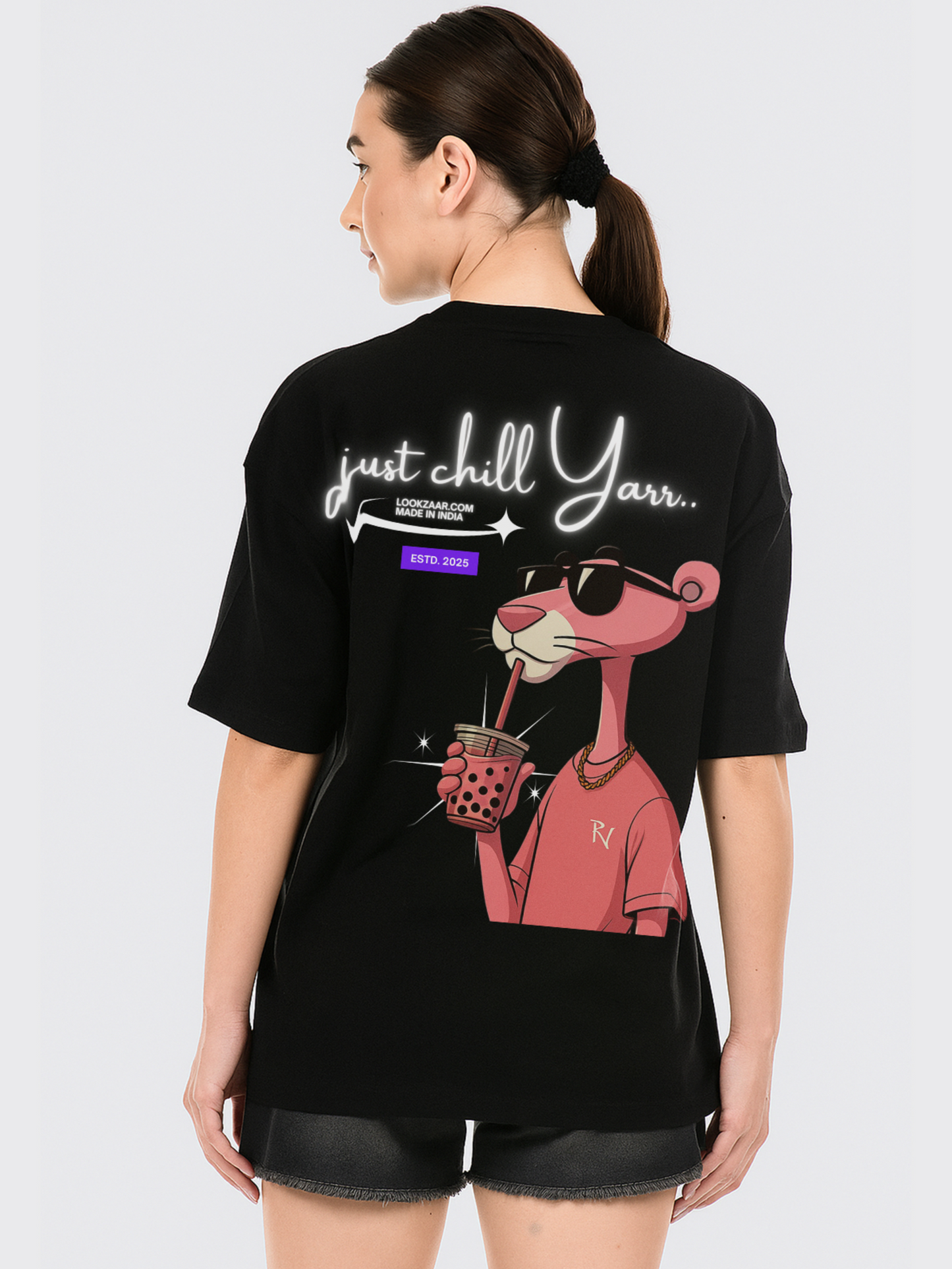 Just Chill Yrr Black Oversize Tees