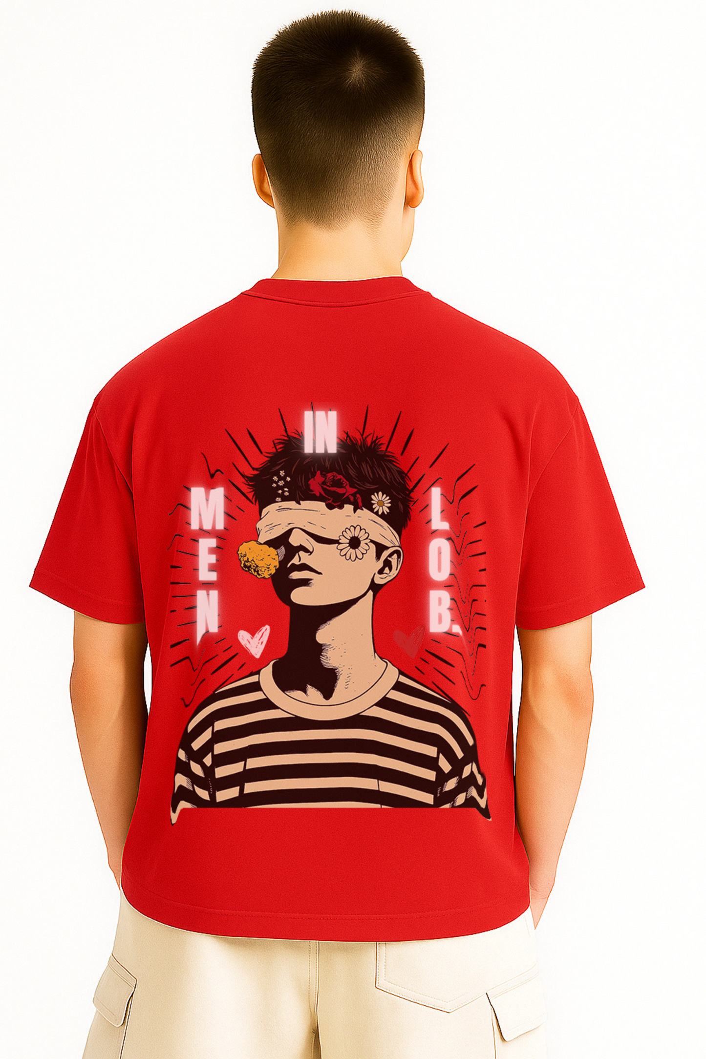 Men In Lob Red Colour Oversize tees