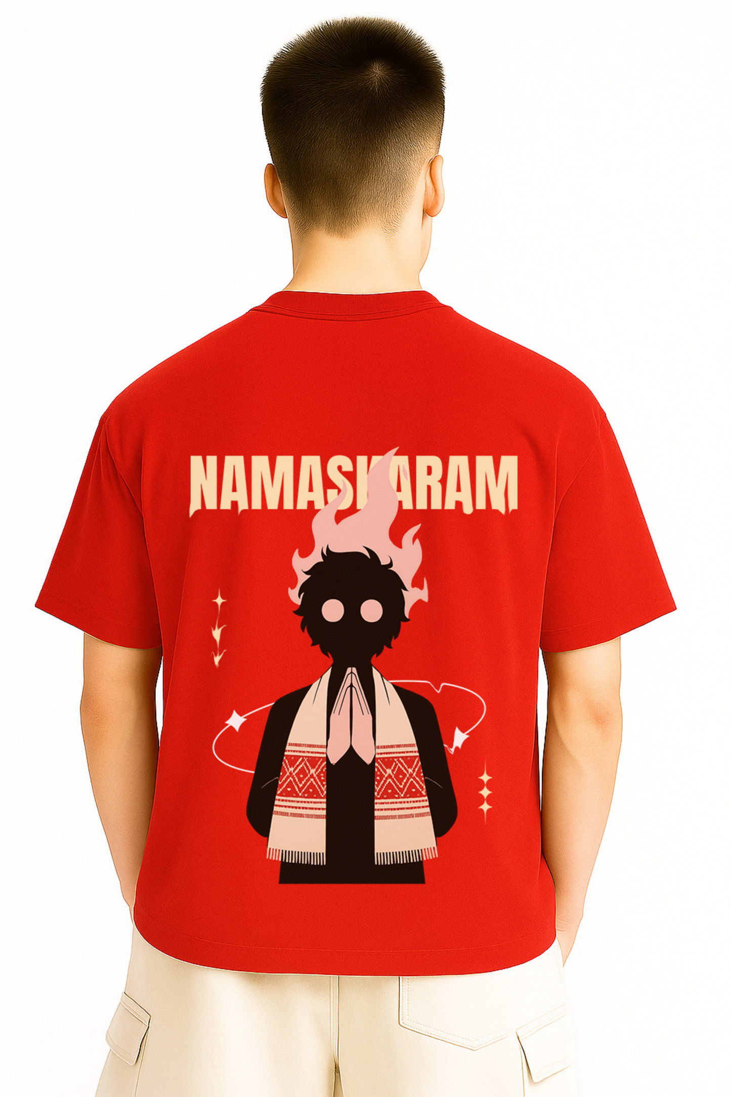 Namaskaram Red Colour Oversize Tees