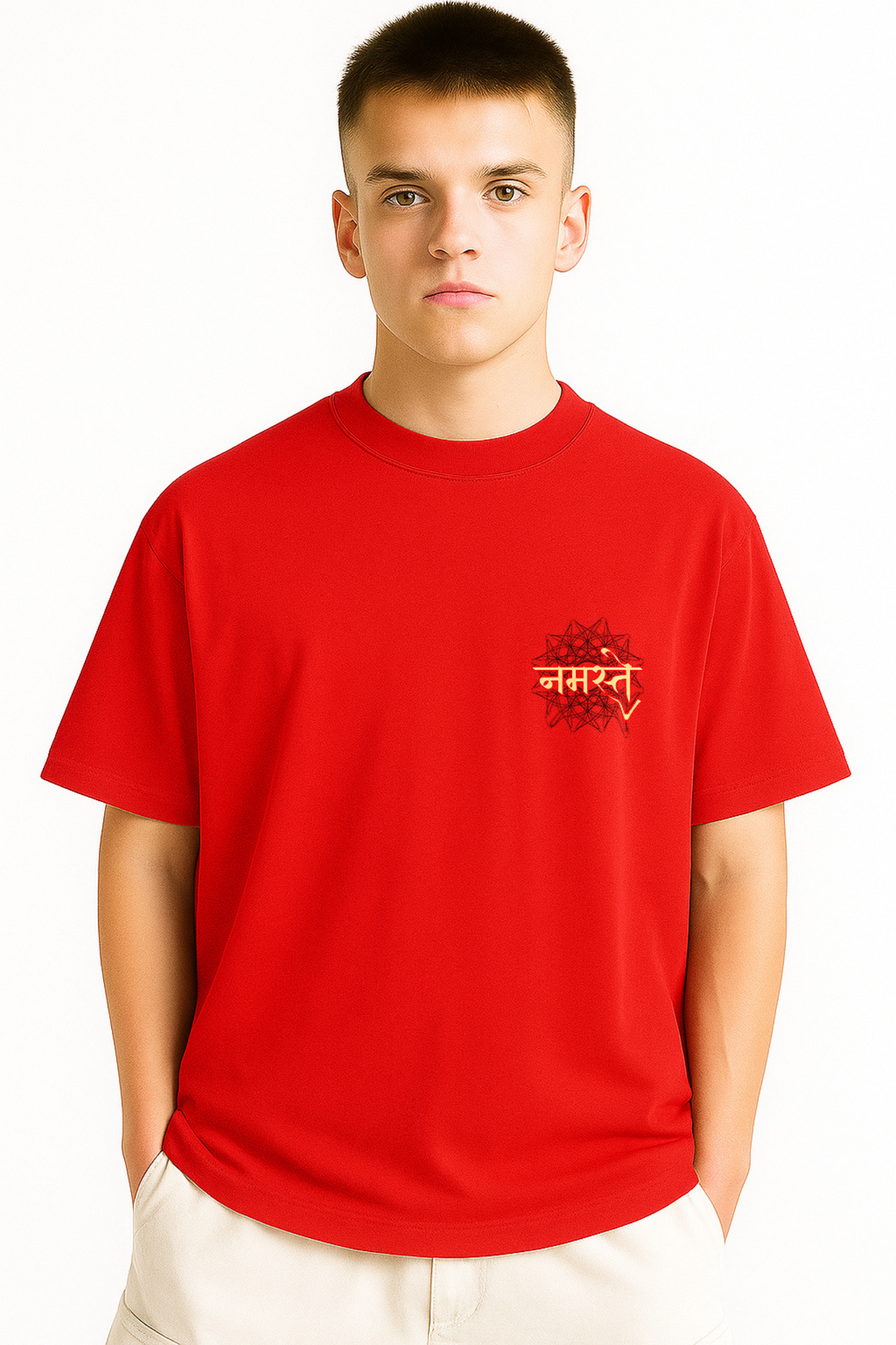 Namaskaram Red Colour Oversize Tees