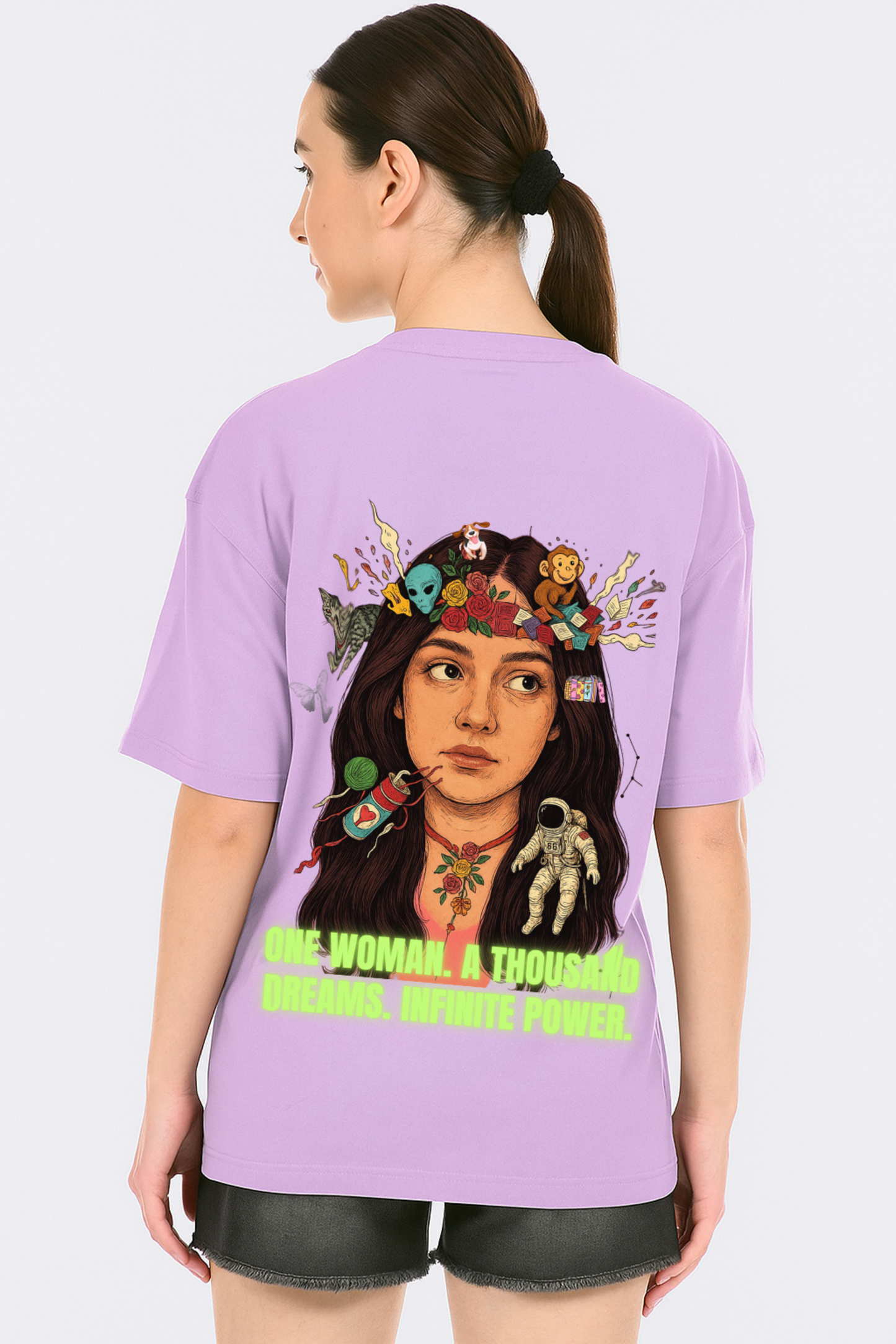 She Is Everything Lavender Colour Oversize Tees