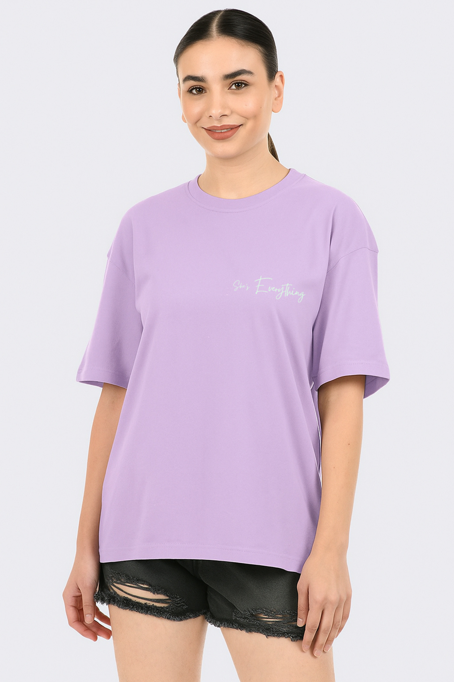 She Is Everything Lavender Colour Oversize Tees