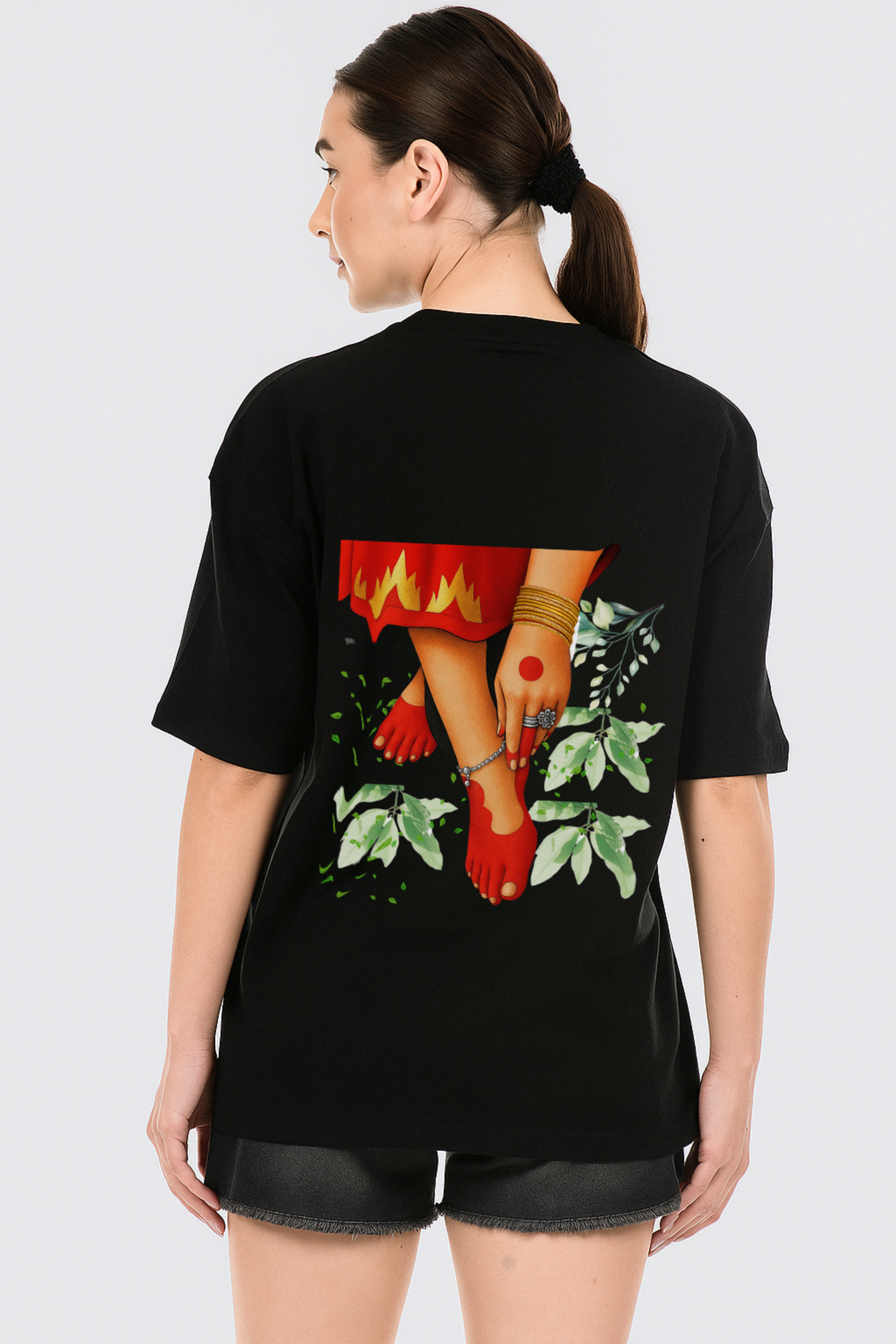 She Defines Beauty Black oversize tees